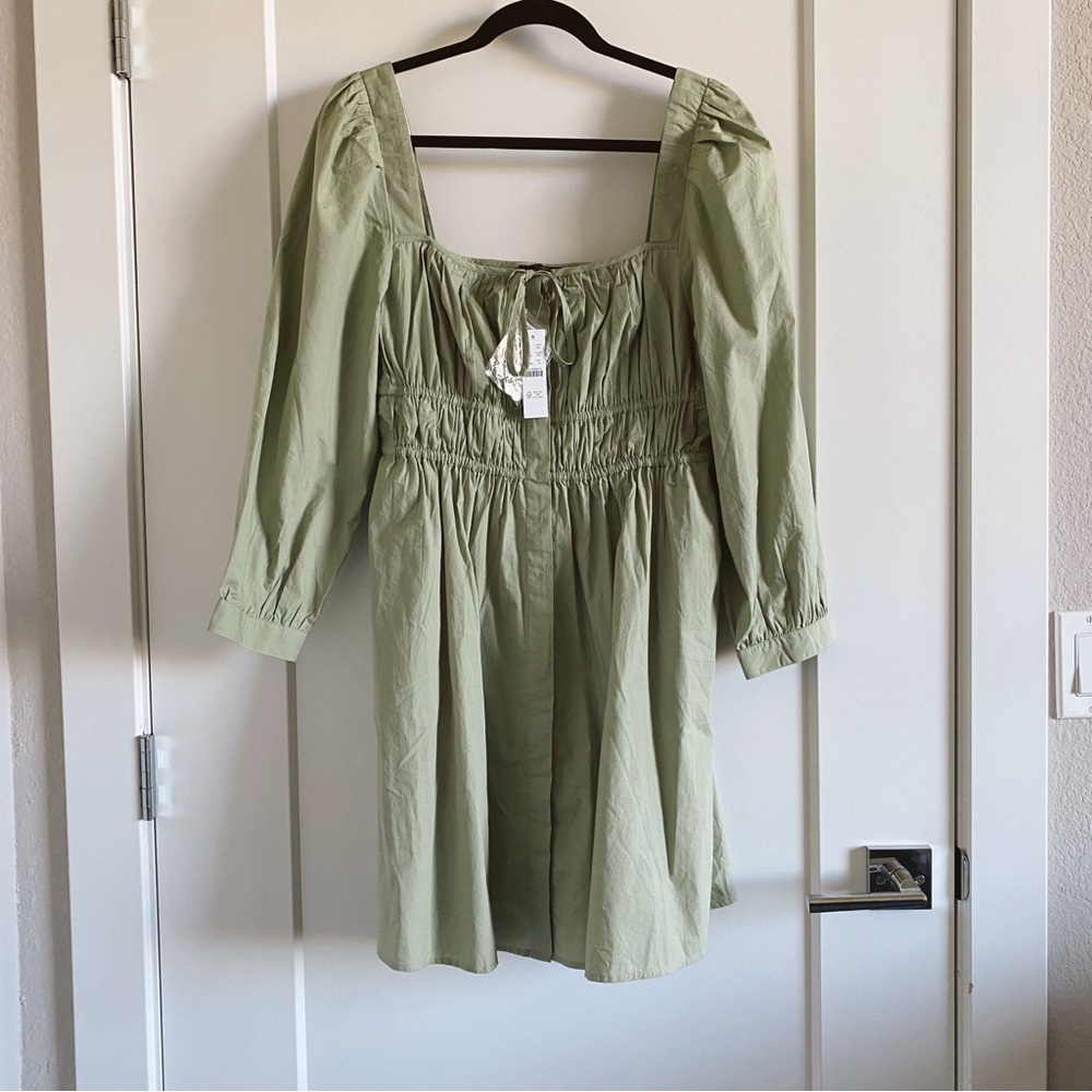 Sage square neck dress J Crew